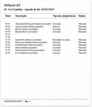 Agenda do dia