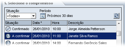 Selecionar compromisso Selecionar compromisso