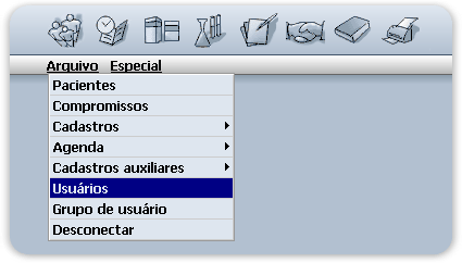 Menu Arquivo > Usuários Menu Arquivo > Usuários