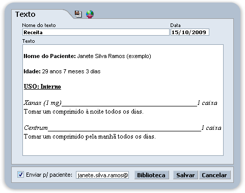 Texto do paciente Texto do paciente