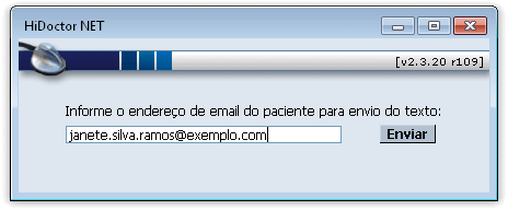 Endereço de email do paciente Endereço de email do paciente