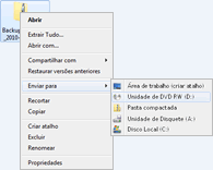 Gravar backup em m&iacute;dia