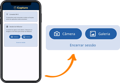 Opções após conectado Opções após conectado