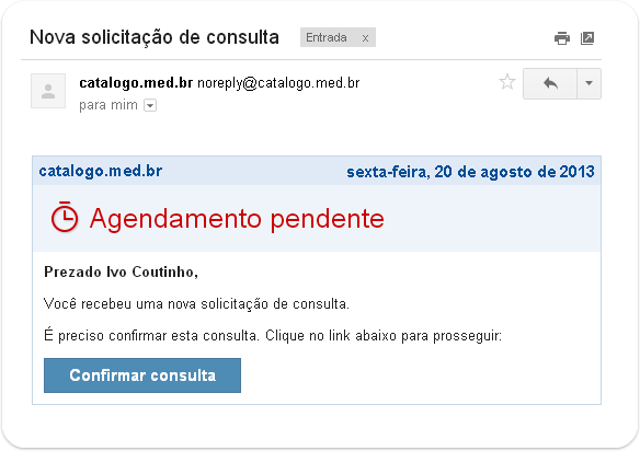 Email de notificação de agendamento