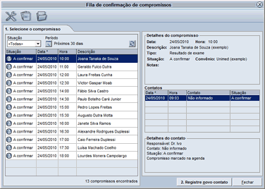 Fila de confirmação de compromissos