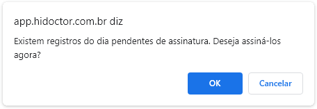 Notificação dos registros com assinatura pendente Notificação dos registros com assinatura pendente