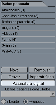 Abrir a tela de Assinatura digital do prontuário Abrir a tela de Assinatura digital do prontuário