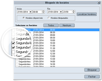 Bloquear horário agenda