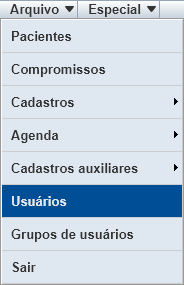 Menu Arquivo > Usuários