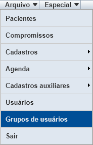Menu Arquivo > Grupo de usuário Menu Arquivo > Grupo de usuário