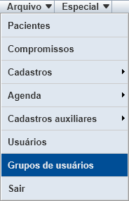 Menu Arquivo > Grupo de usuário