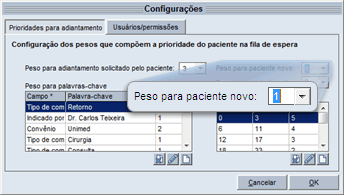 Configuração paciente novo