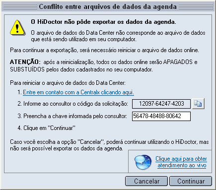 Conflito entre arquivos de dados da Agenda Conflito entre arquivos de dados da Agenda