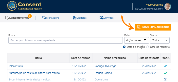 Novo consentimento Novo consentimento