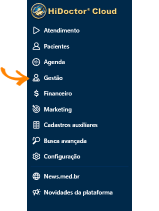 Acesso ao menu de Gestão Acesso ao menu de Gestão