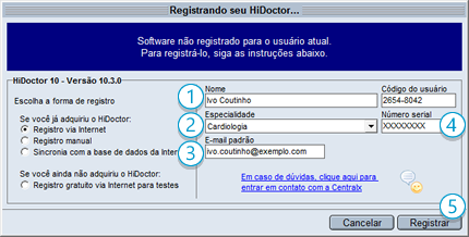 Registro via internet Registro via internet