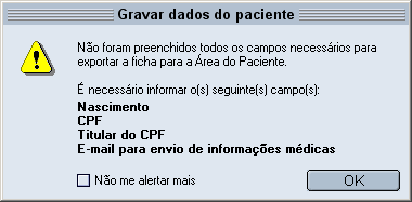Gravar dados do paciente Gravar dados do paciente