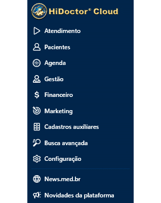 Localiza&ccedil;&atilde;o do item de Gest&atilde;o no menu do HiDoctor Cloud