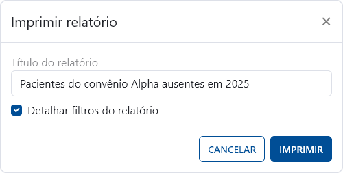 Op&ccedil;&otilde;es de impress&atilde;o do relat&oacute;rio