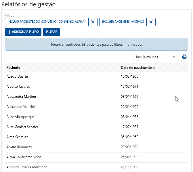 Ordenando de acordo com a coluna Data de nascimento