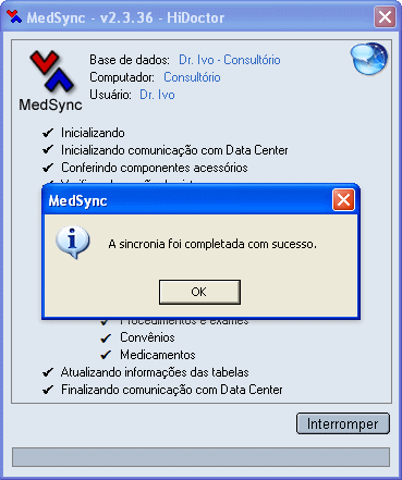 Sincronia completada com sucesso