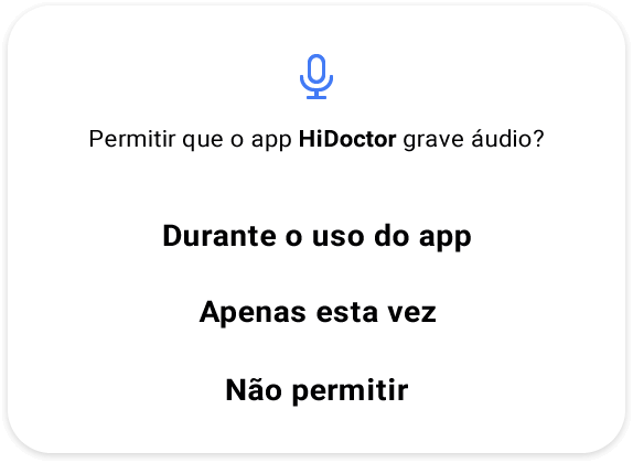 Permissão de acesso ao microfone Permissão de acesso ao microfone