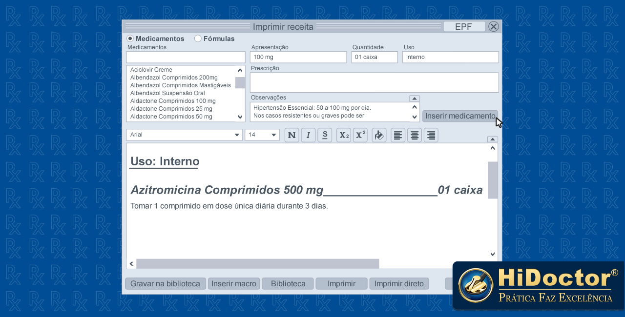 Prescrição prática e eficiente integrada ao software médico